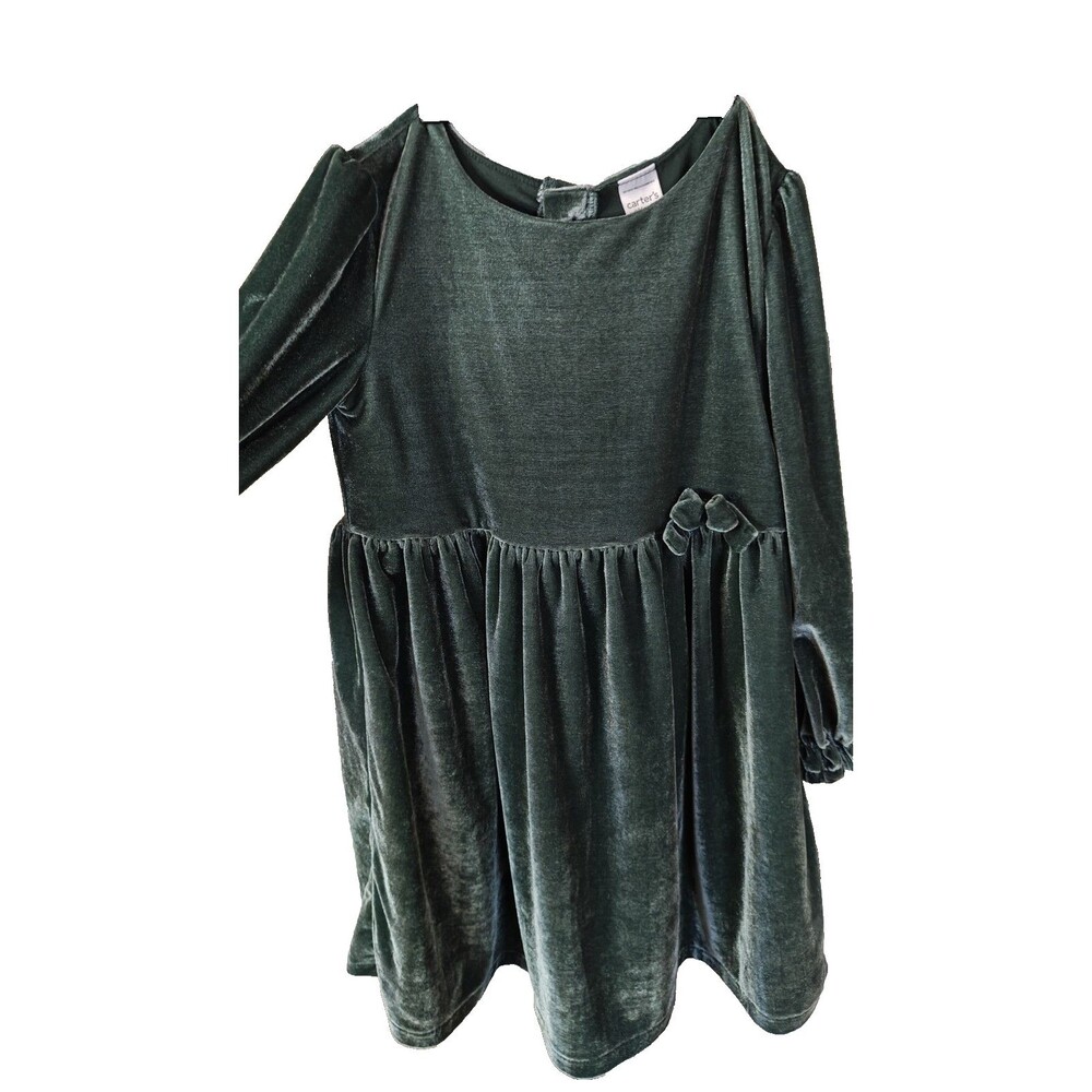 Carter's Child of Mine Toddler Girl Dress Green Velvet, One-Piece, Sizes 5T